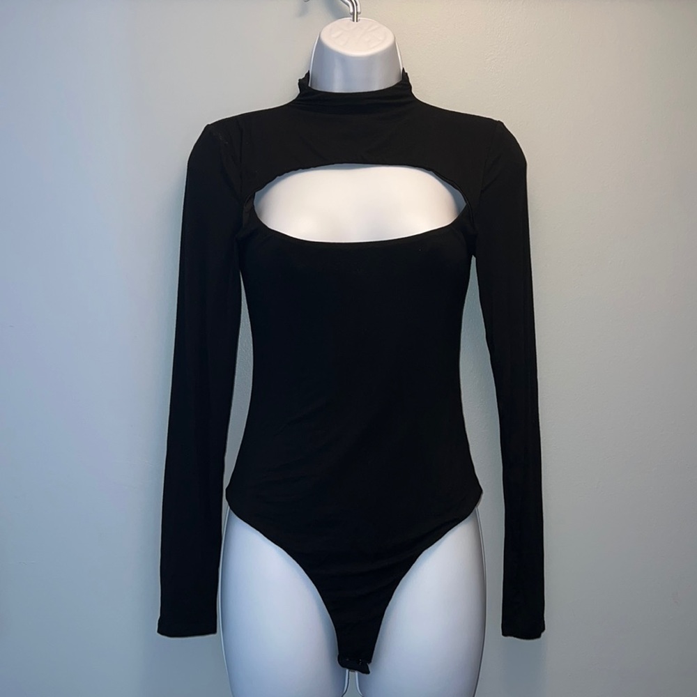 Black Cutout Long-Sleeve Bodysuit